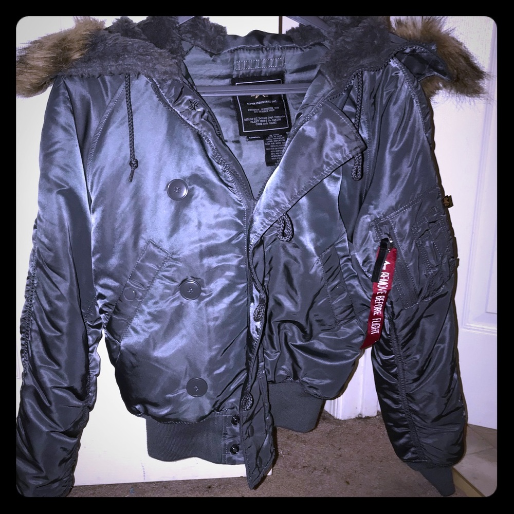 XS Alpha Industries Hooded Flight Coat